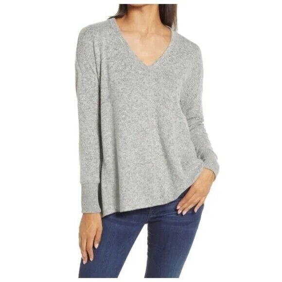 Gibson Cozy V-Neck Tunic in Heather Grey Size XS New with Tags - Picture 1 of 4